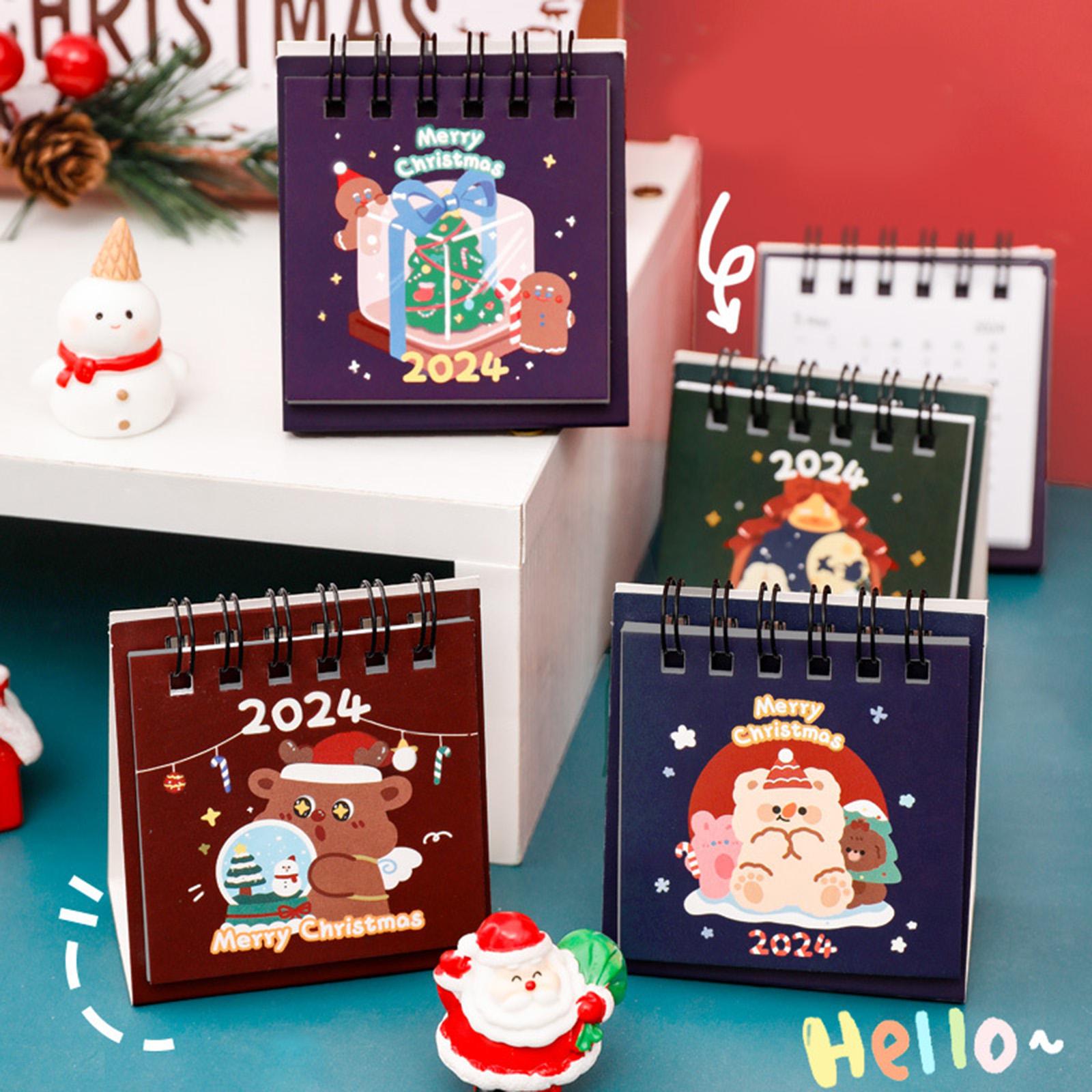 2xCute Standing Flip Desktop Calendar Twin Wire Binding Calendar for Household Red