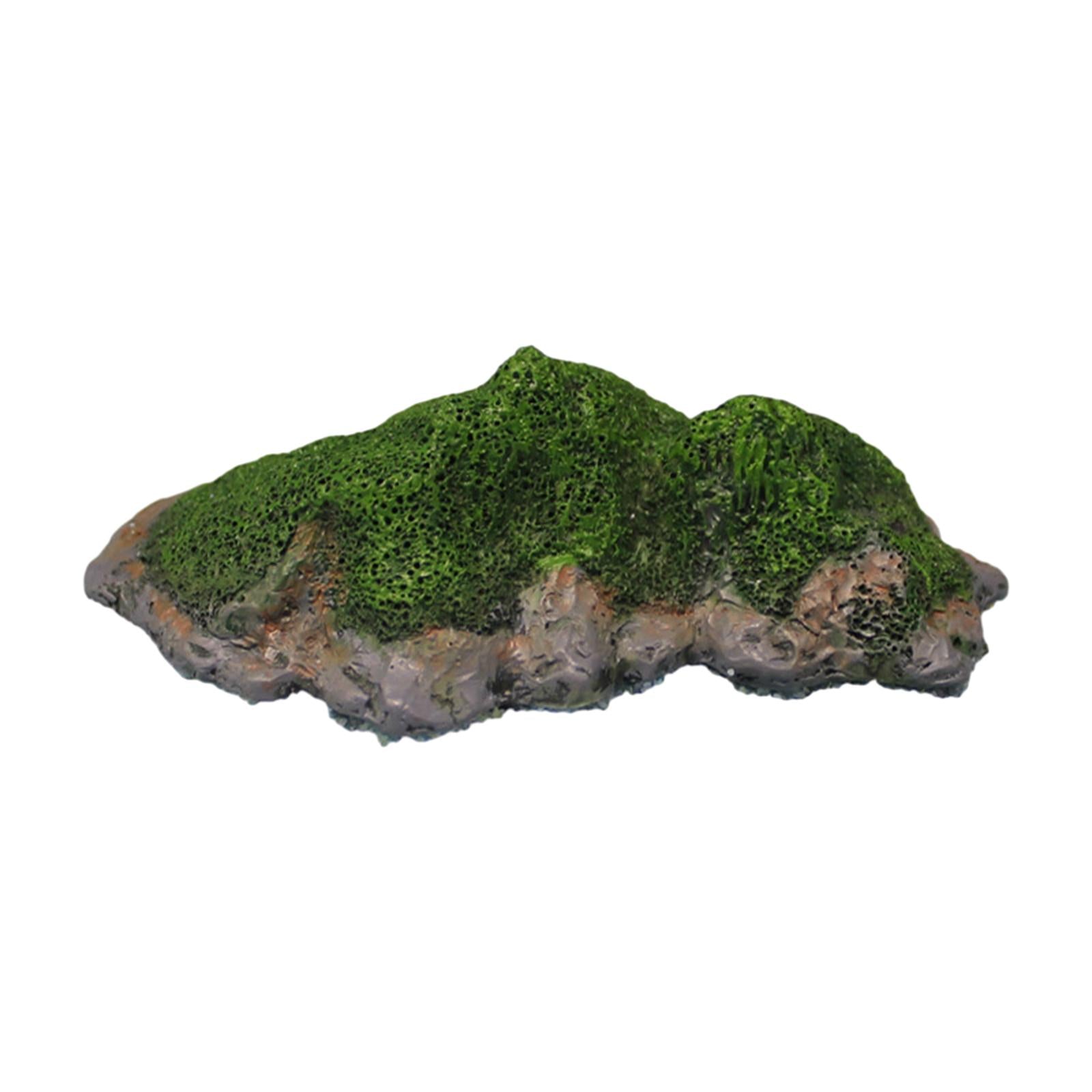 3xArtificial Mosses Rock Fake Fresh Green Mosses Covered Stone for Fish Tank