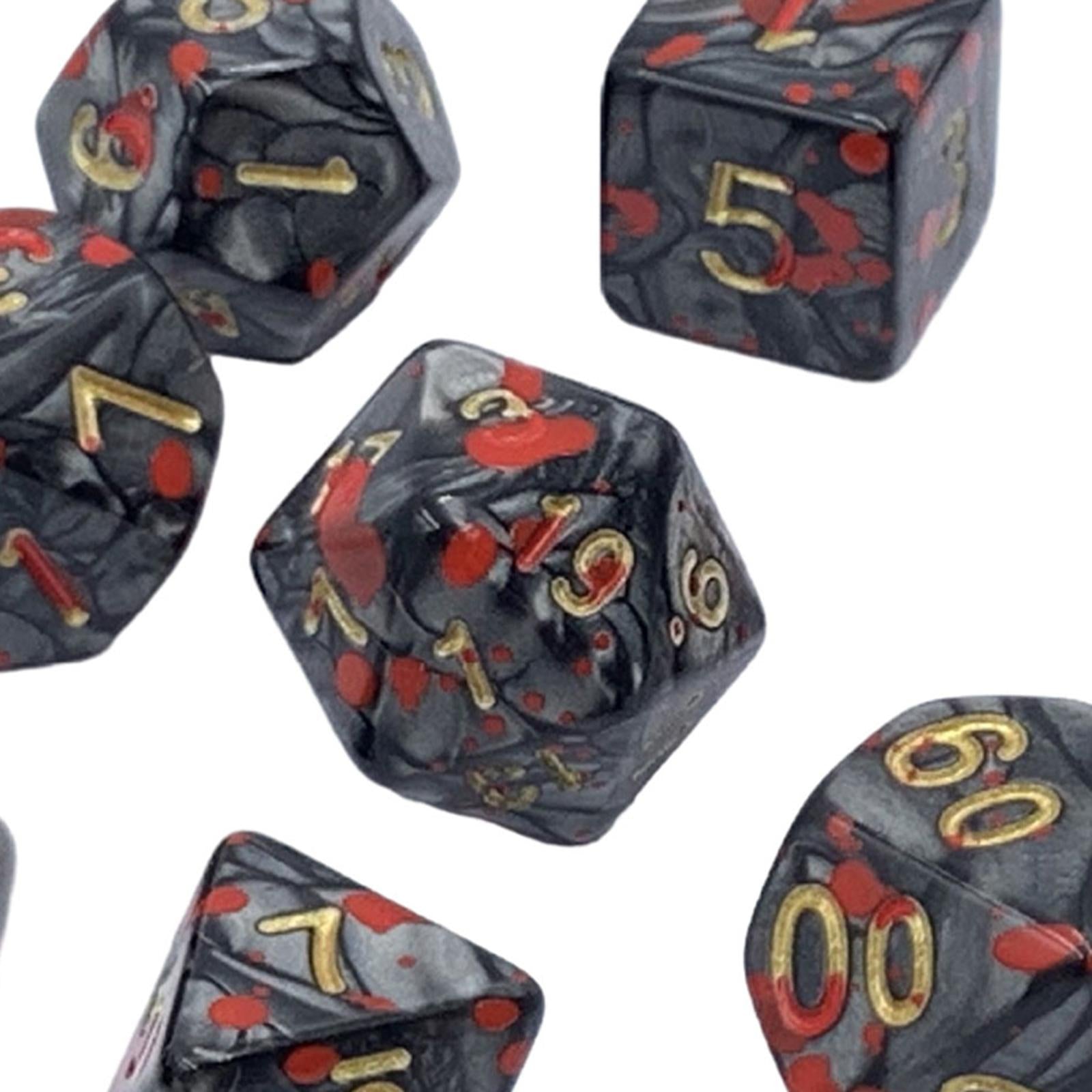 2x7 Pieces Polyhedral Dices Set Entertainment Toy for Party Game Tabletop Game Black Red