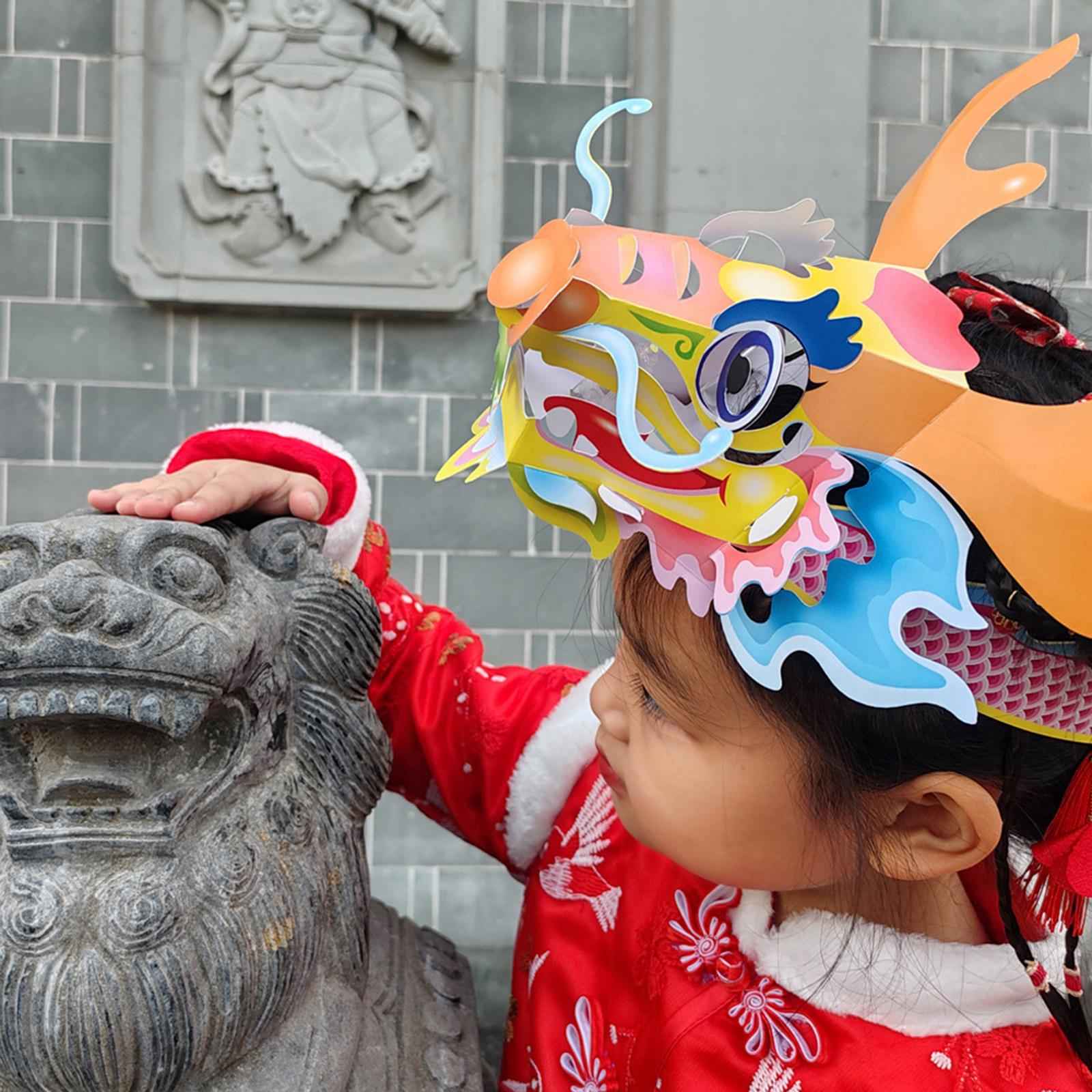 Chinese Dragon Hat Ornament Costume Headgear Lantern Festival Paper Headgear Style B
