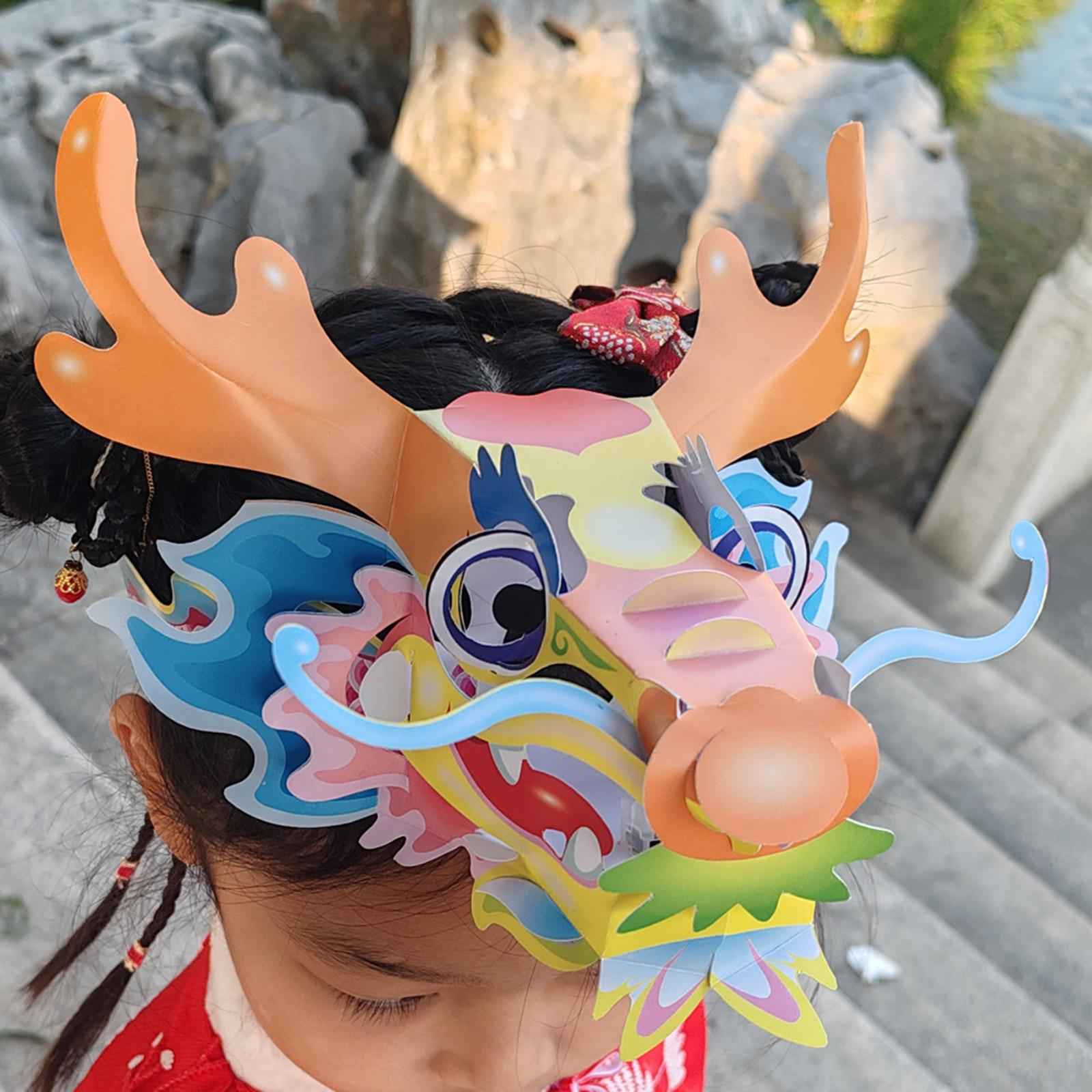 Chinese Dragon Hat Ornament Costume Headgear Lantern Festival Paper Headgear Style B