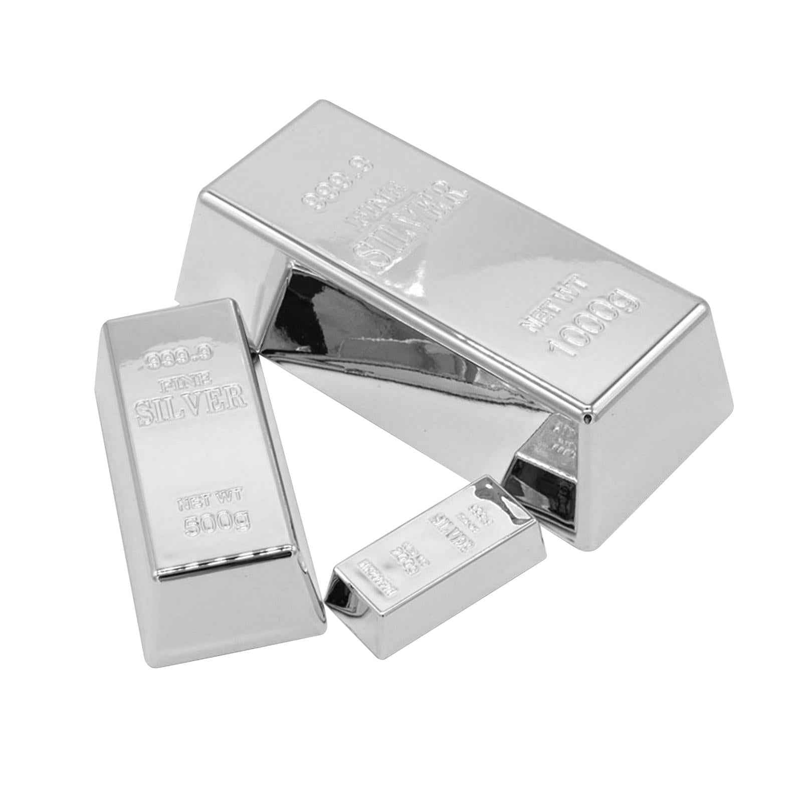 Fake Silver Simulated Silver Brick for Halloween Home Decor Ornament Small