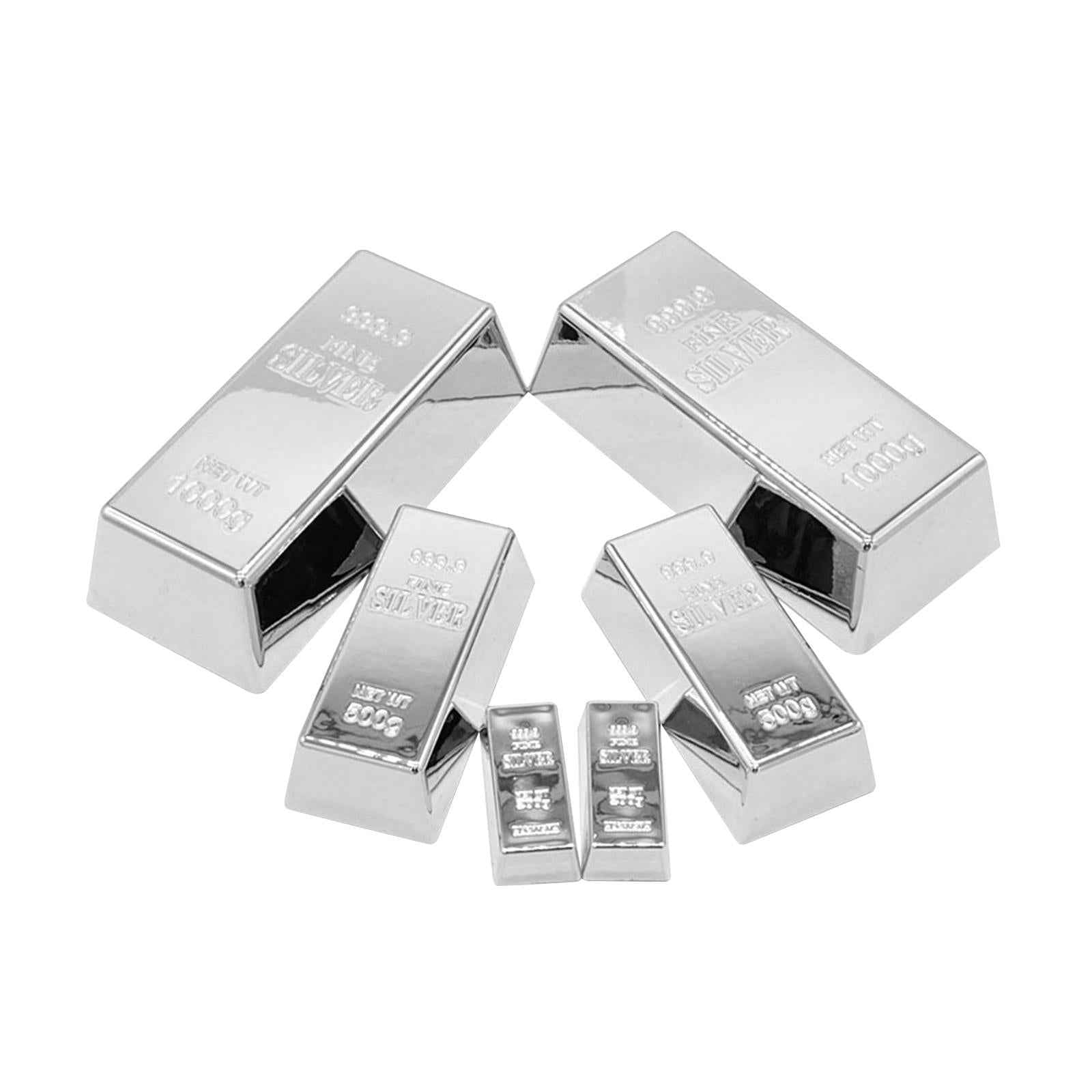 Fake Silver Simulated Silver Brick for Halloween Home Decor Ornament Small