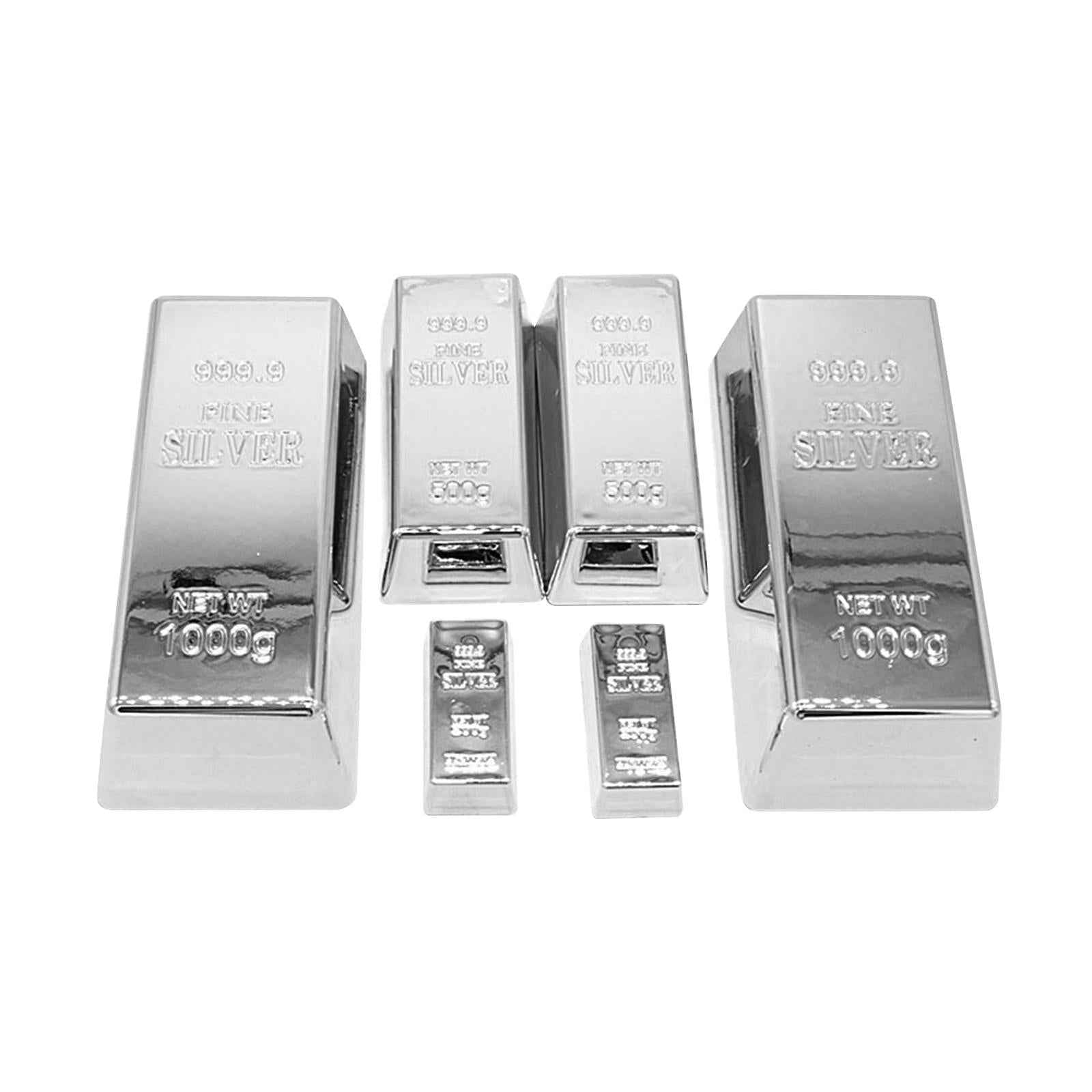 Fake Silver Simulated Silver Brick for Halloween Home Decor Ornament Small