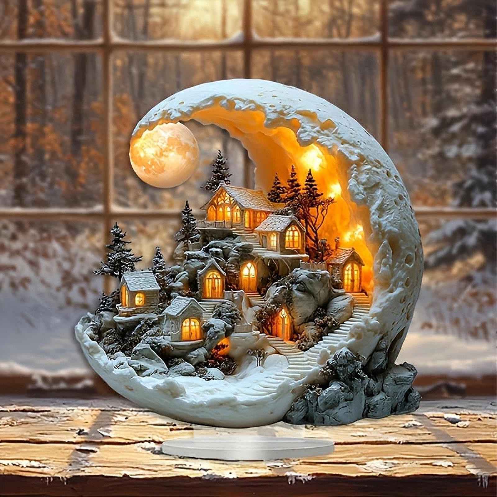 House Acrylic Ornament Christmas Decoration Collectibles for Bookshelf Study