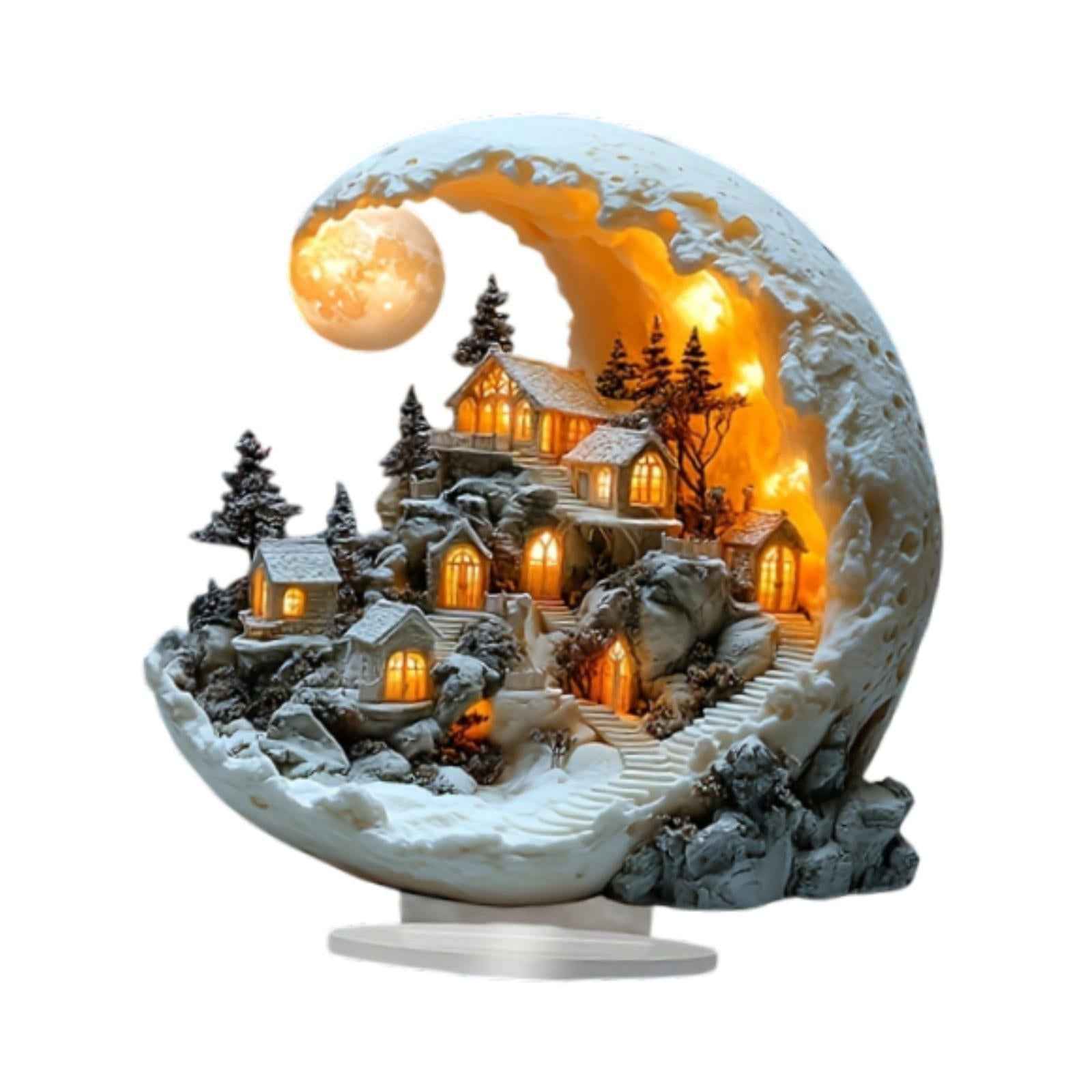 House Acrylic Ornament Christmas Decoration Collectibles for Bookshelf Study