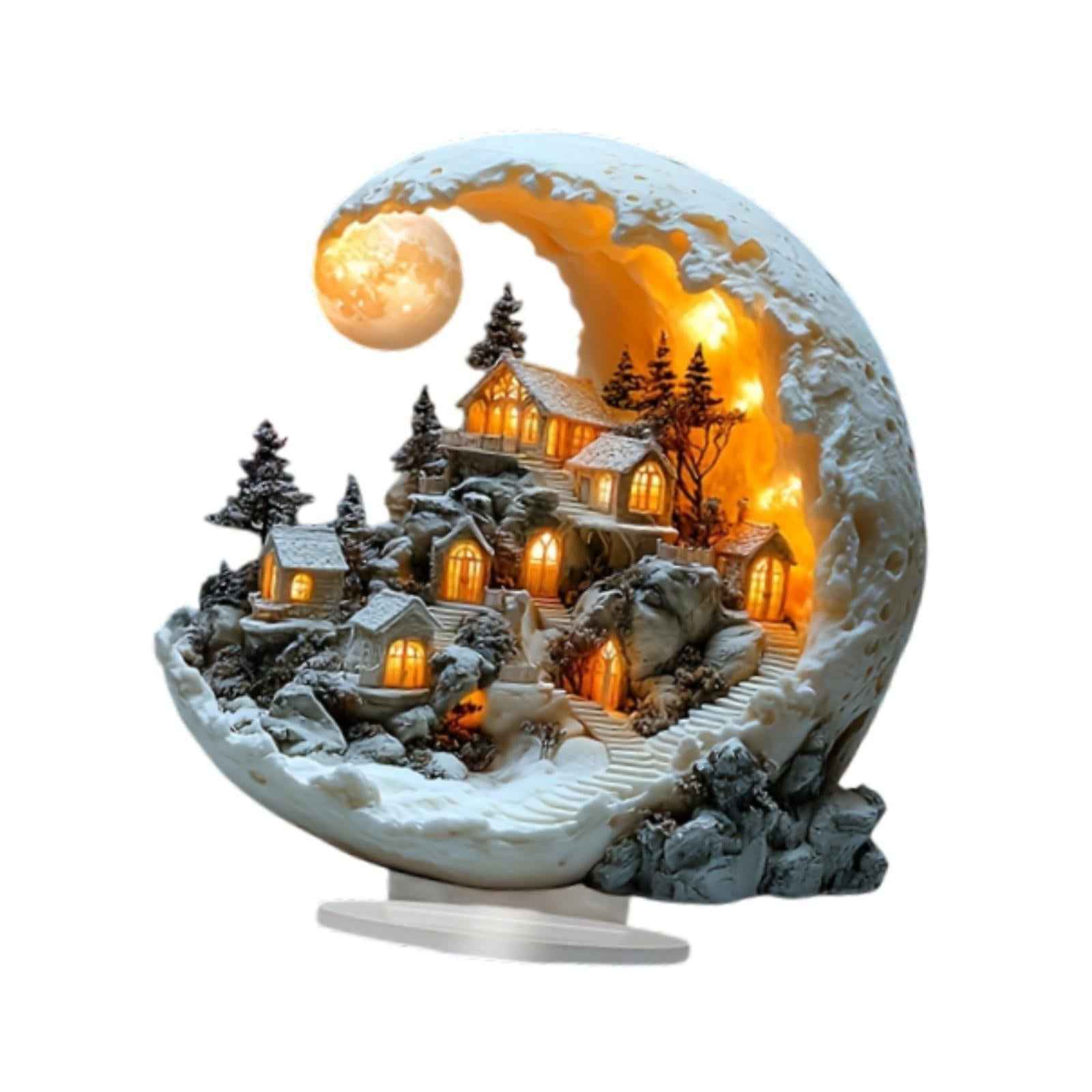 House Acrylic Ornament Christmas Decoration Collectibles for Bookshelf Study