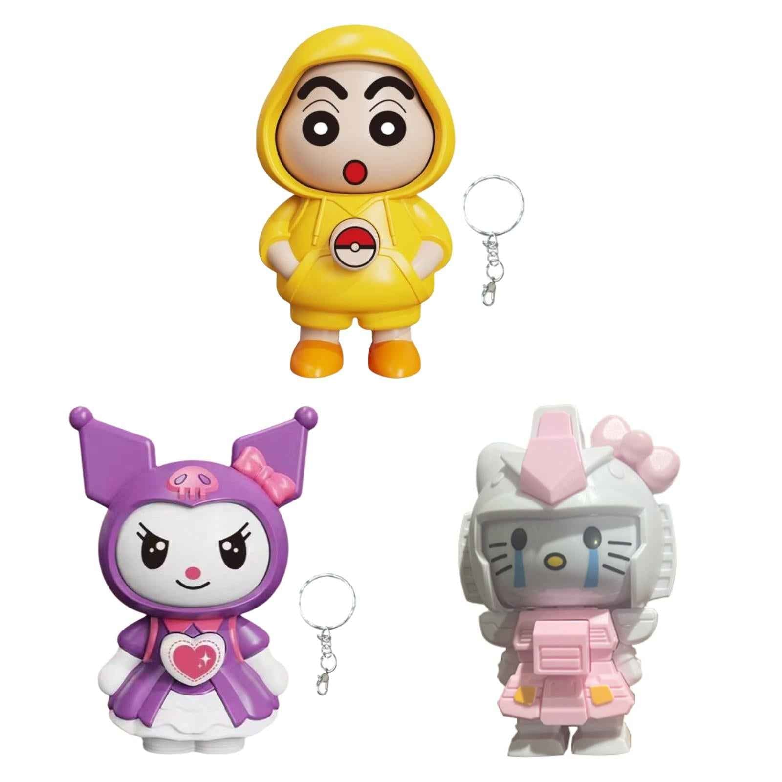 Face Changing Doll Key Holder Cartoon Character Keychain for Men Gifts yellow