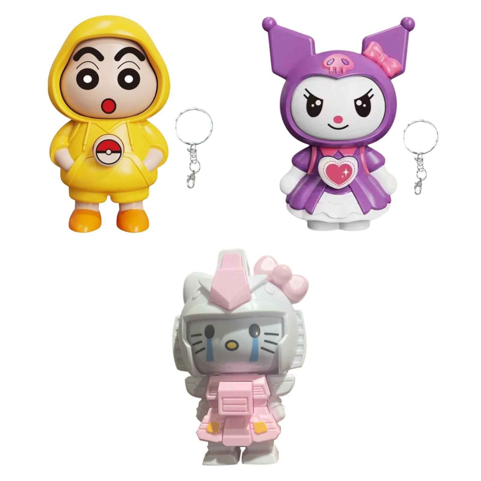 Face Changing Doll Key Holder Cartoon Character Keychain for Men Gifts yellow