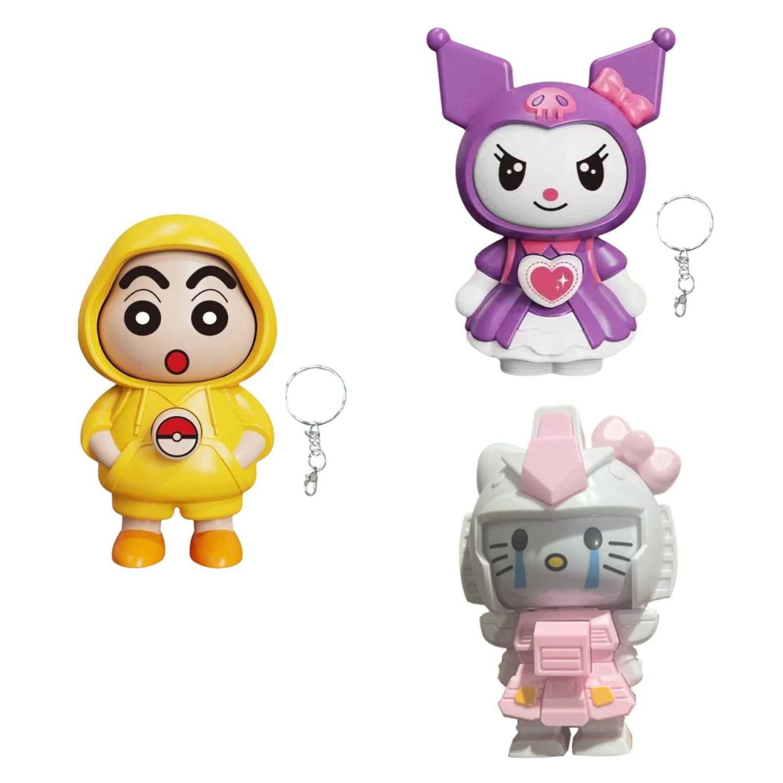 Face Changing Doll Key Holder Cartoon Character Keychain for Men Gifts yellow