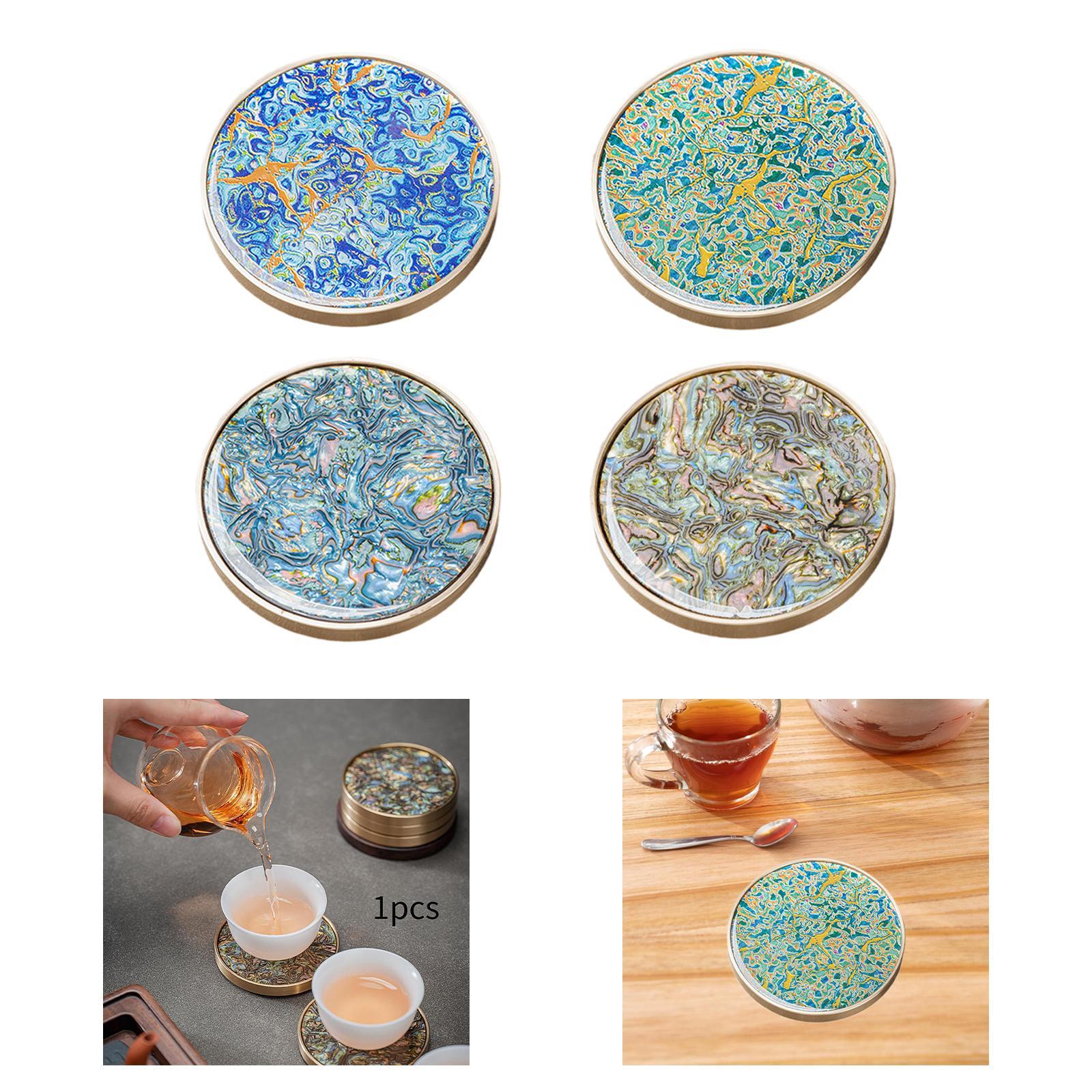 Coaster Gift Heat Resistant Lacquerware Wood Ornament for Bar Home Blue and Orange