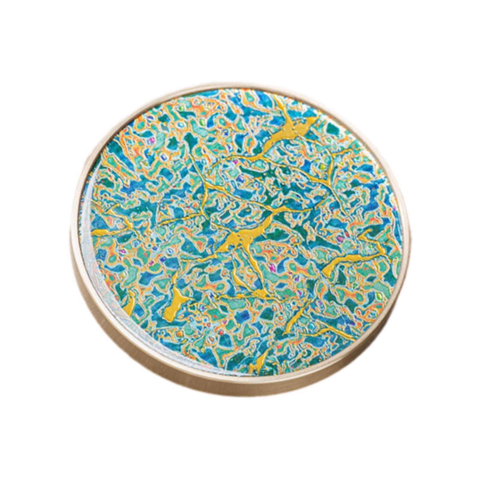 Coaster Gift Heat Resistant Lacquerware Wood Ornament for Bar Home Green and Yellow