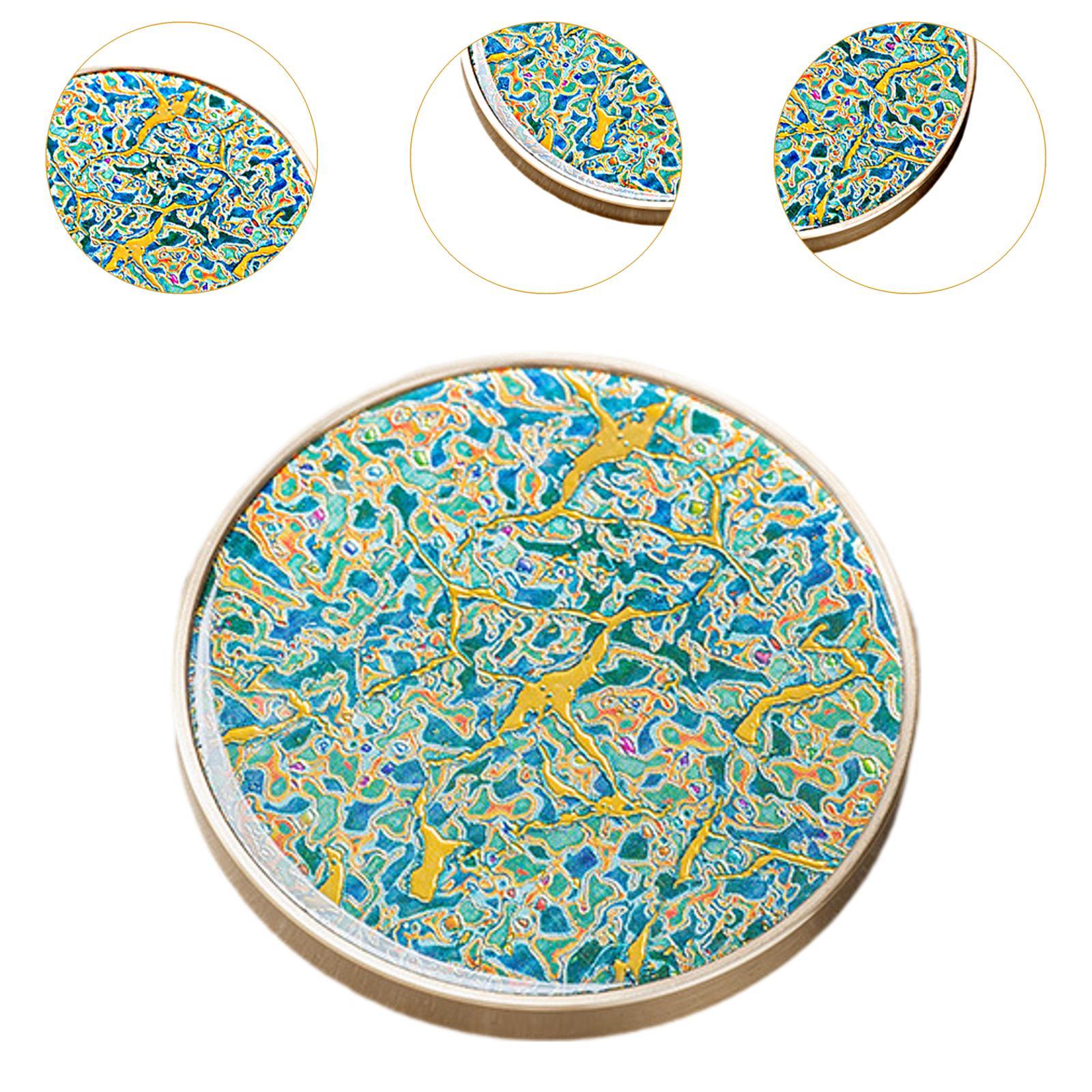 Coaster Gift Heat Resistant Lacquerware Wood Ornament for Bar Home Green and Yellow