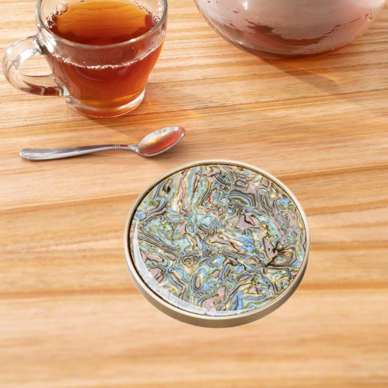 Coaster Gift Heat Resistant Lacquerware Wood Ornament for Bar Home Green and Pink
