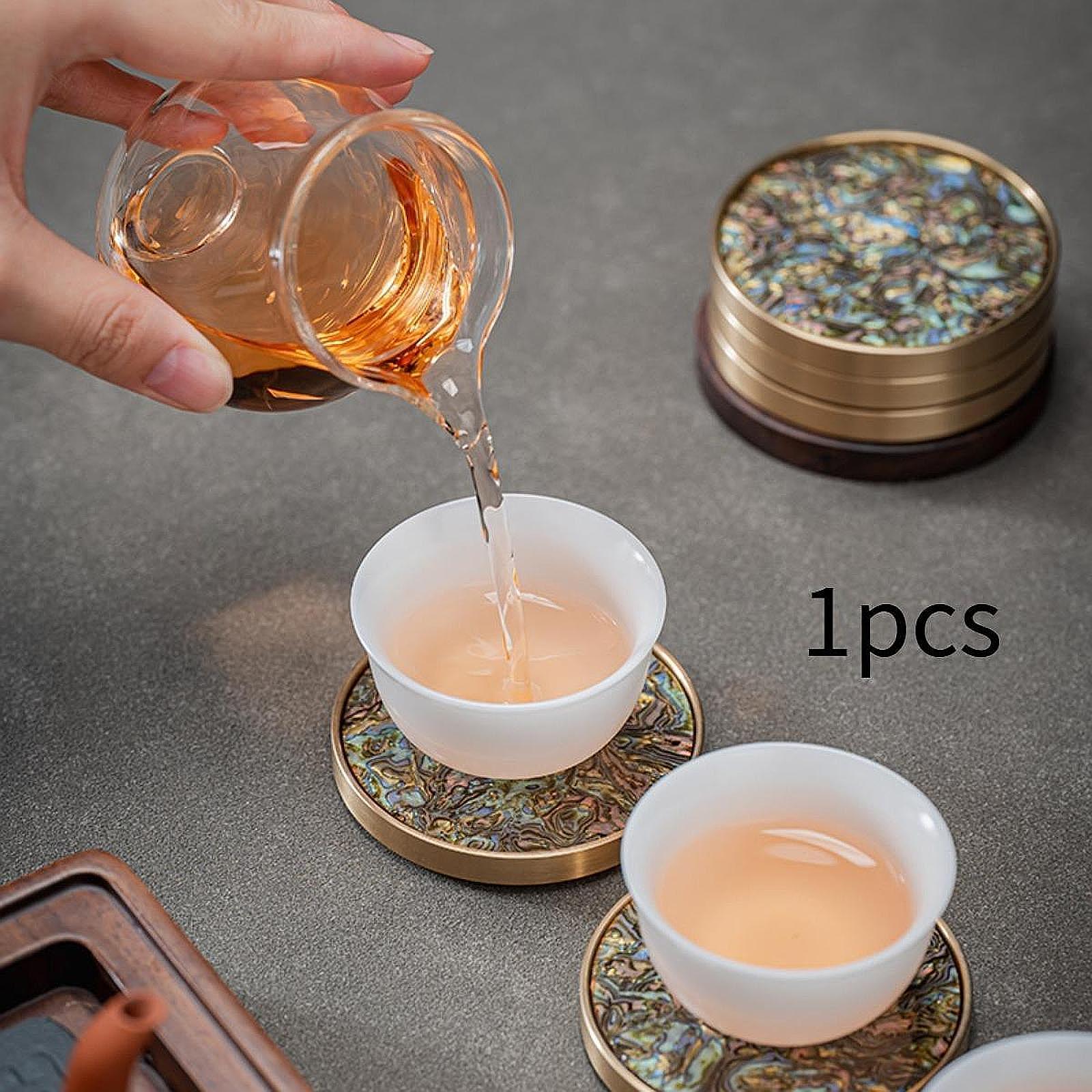 Coaster Gift Heat Resistant Lacquerware Wood Ornament for Bar Home Green and Pink