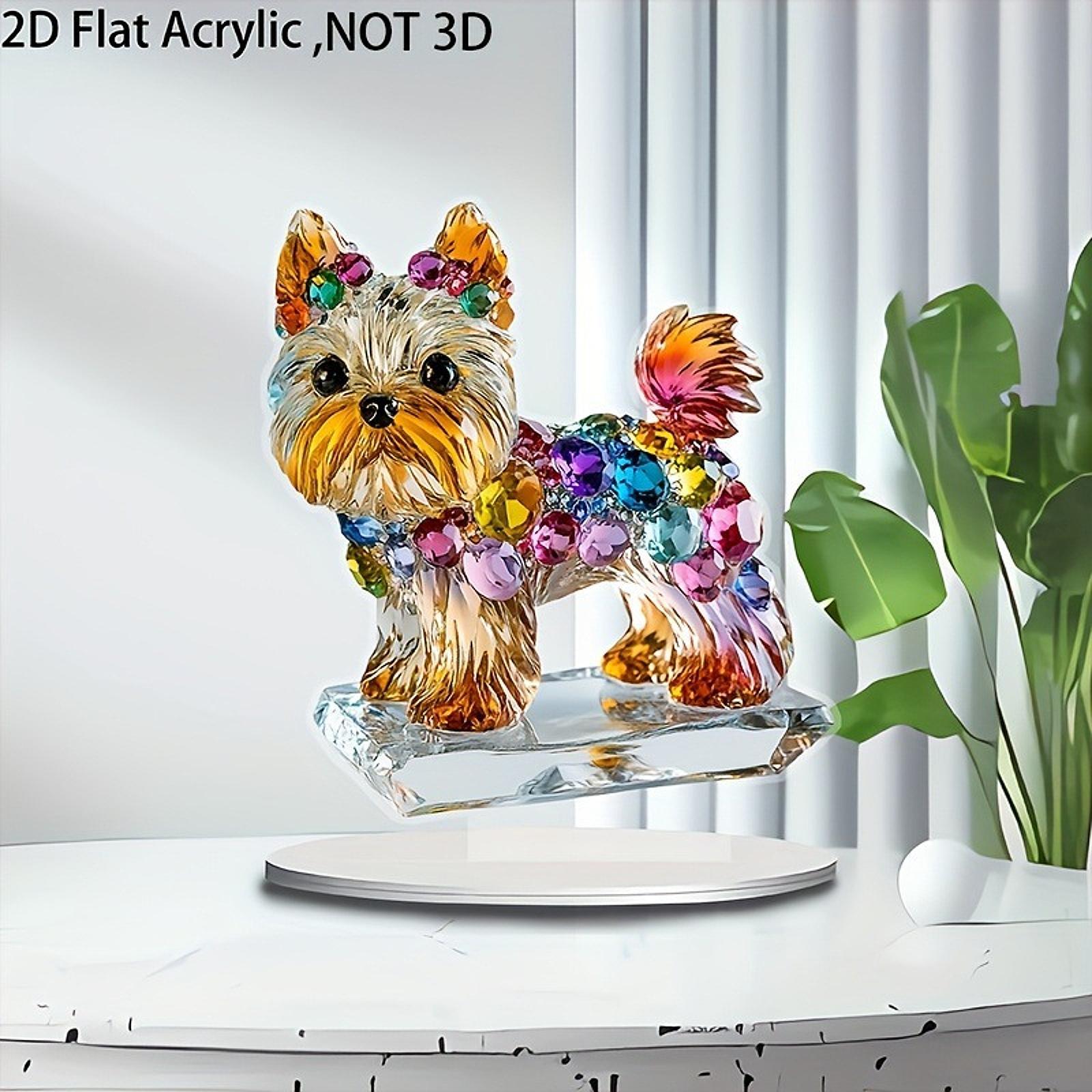 Acrylic Puppy Sign 2D with Base Desktop Ornament for Living Room Mantel Cafe
