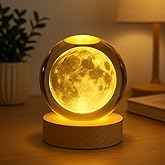 3D Acrylic LED Night Light with Durable Plastic Base Decorative Table Lamp (Moon Design)
