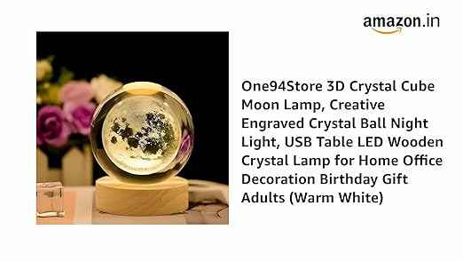 3D Acrylic LED Night Light with Durable Plastic Base Decorative Table Lamp (Moon Design)