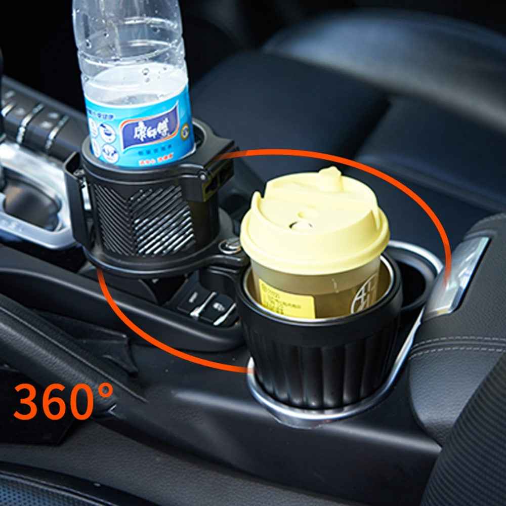 Rotation Car Cup Holder ABS+Stainless Steel Bottle Organizer for Convenient Driving