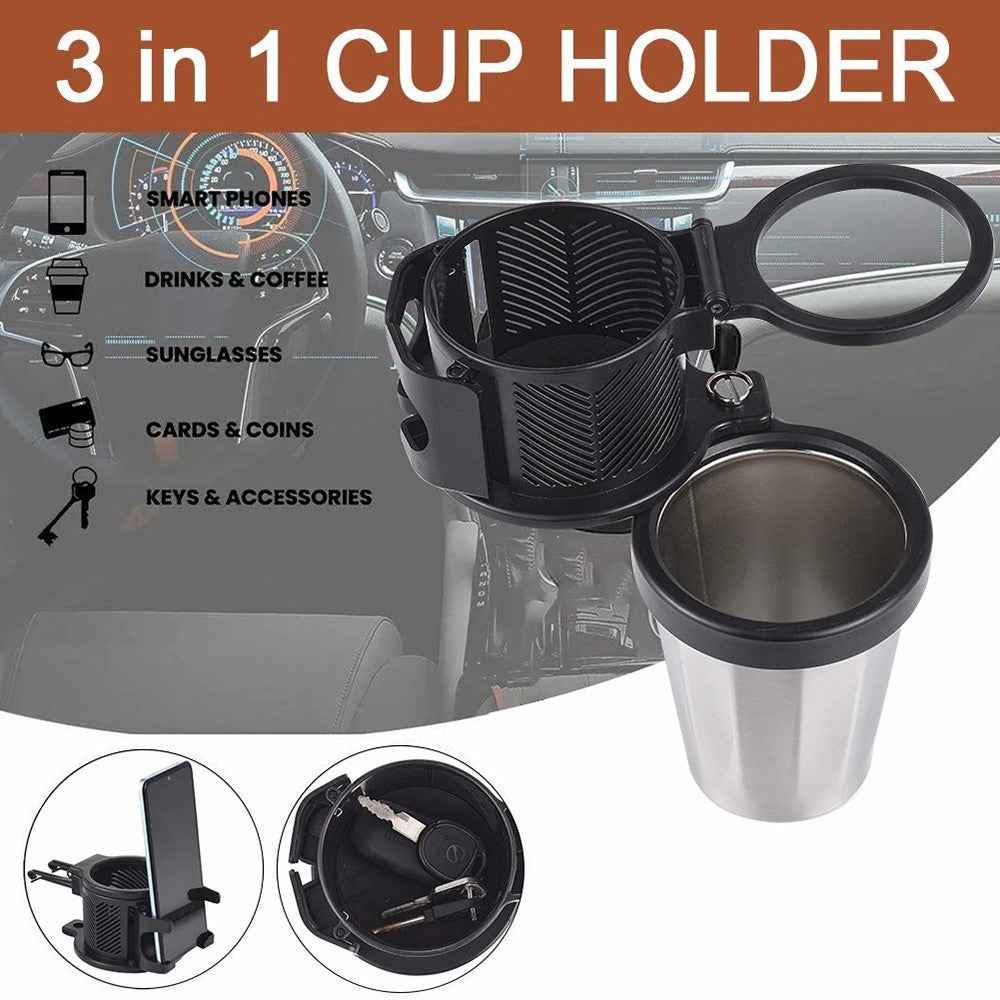 360° Rotation Vehicle Cup Holder Heat Preservation 3 in 1 Foldable Cell Phone Mount