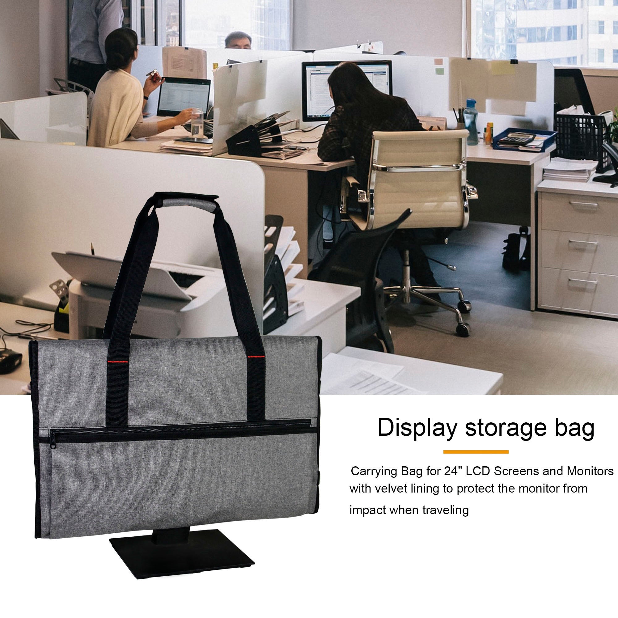 Protective Monitor Bag With Velvet Lining Travel Carrying Case for 24" LCD Screens and Monitors - Grey