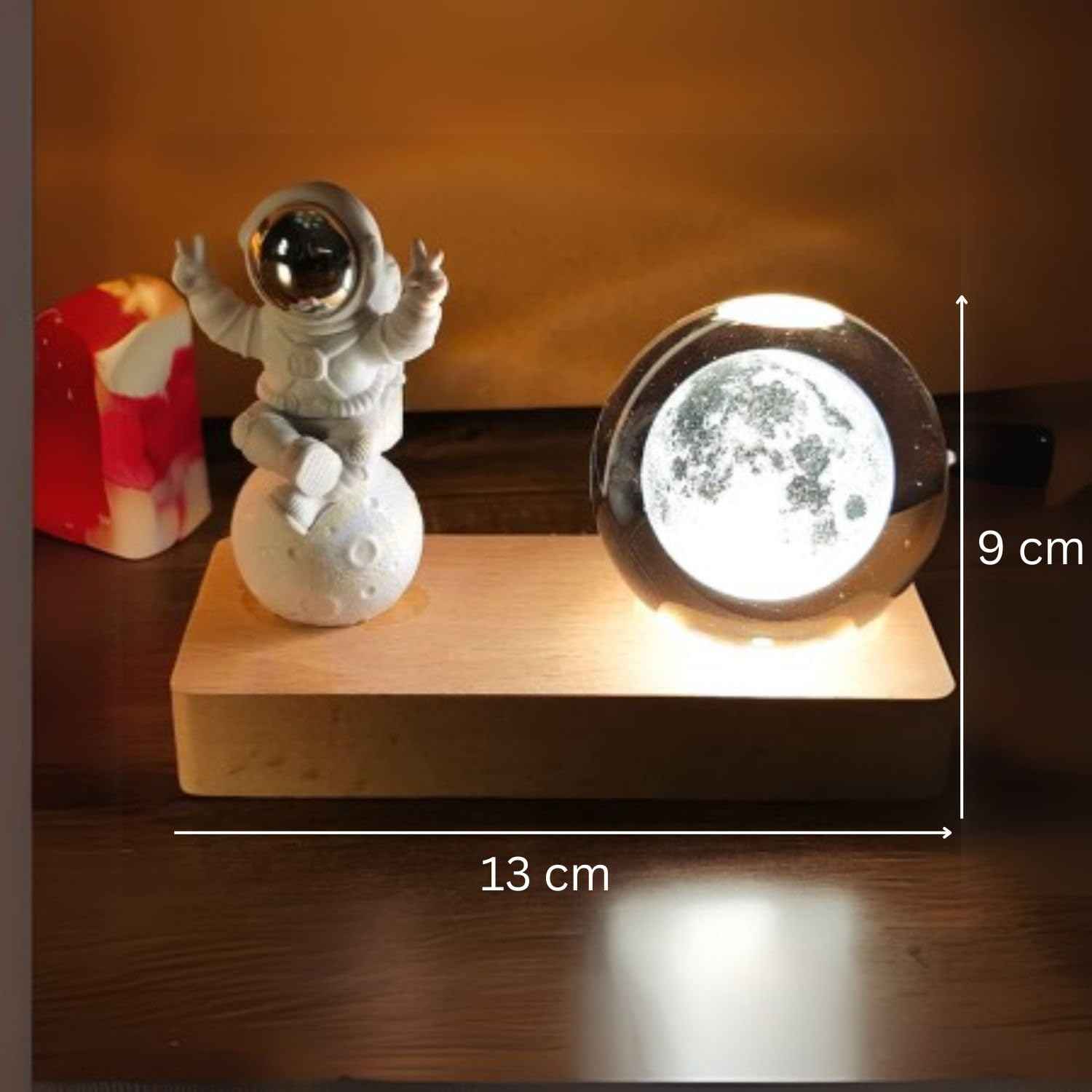 3D Acrylic LED Night Light with Durable Plastic Base Decorative Table Lamp (Crystal Moon Lamp  with Astronaut)
