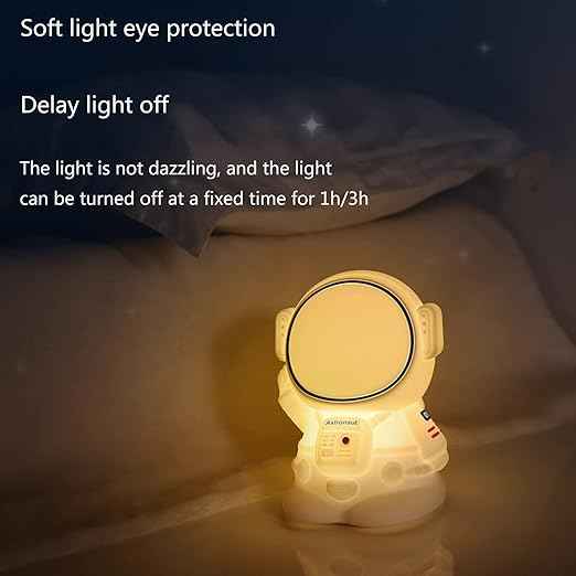 Silicone Astronaut Bedside Lamp with rechargeable battery, RGB color-changing light, touch control, and 8 modes—great for kids’ rooms, nurseries, and gifting.