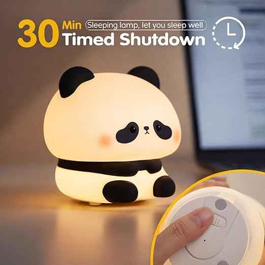 Panda Shape Silicone Night Lamp – USB Rechargeable 7-Color Touch LED Light for Bedroom, Kids & Love Gift