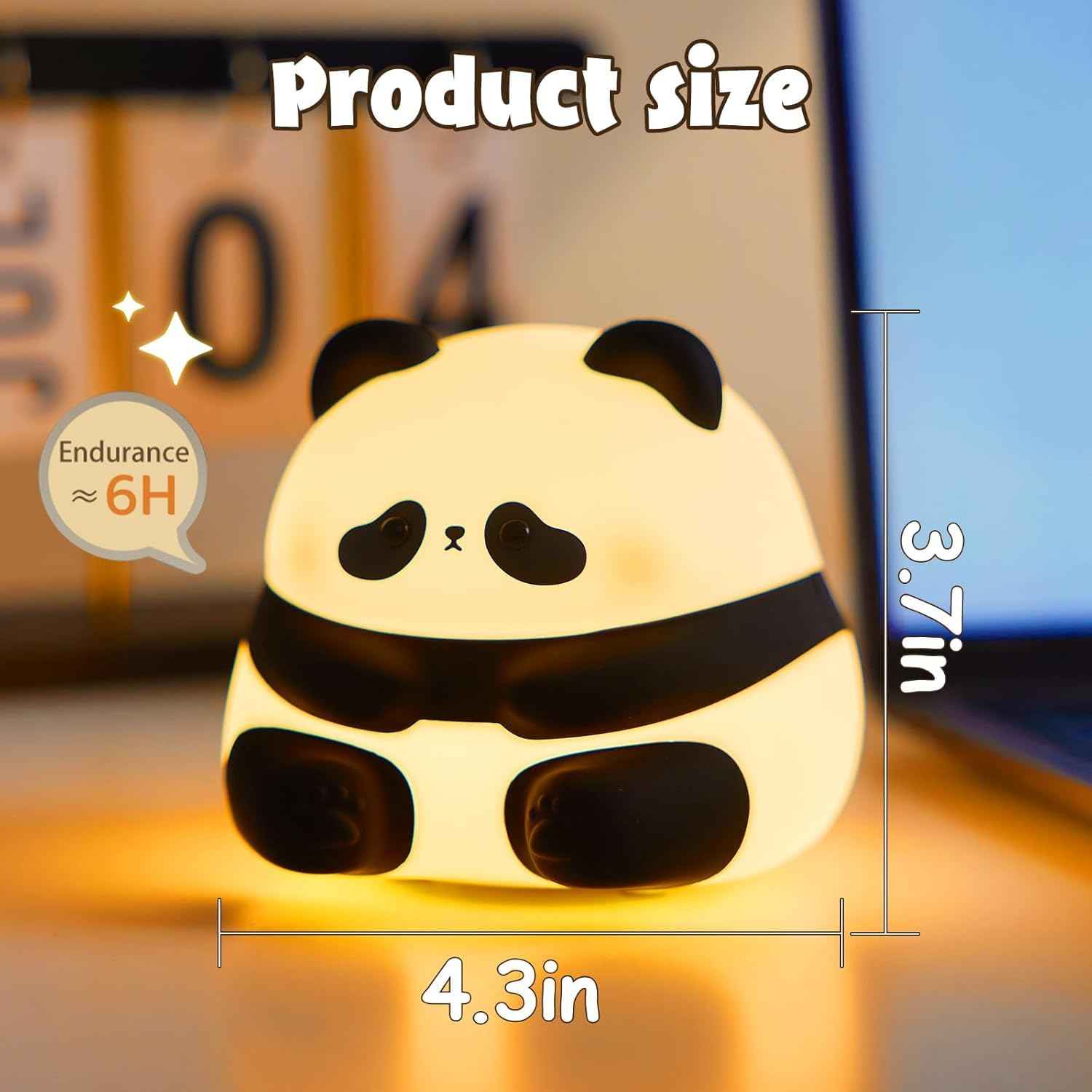 Cute Panda Touch Night Lamp with soft silicone design and rechargeable LED lighting—perfect for toddlers’ rooms, romantic ambiance, and Valentine’s gifting.