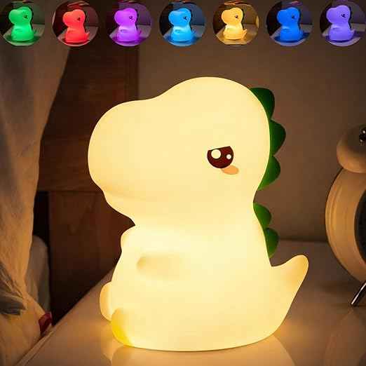 Cute Silicone Dinosaur Night Lamp – USB Rechargeable LED Night Light with Touch Control for Kids Room & Nursery