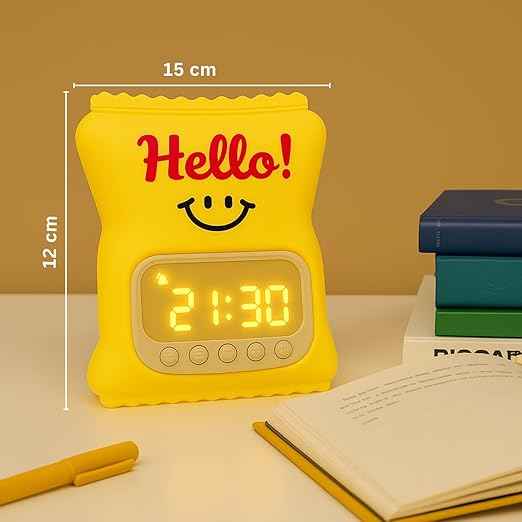 LED Digital Alarm Clock with night light, snooze, timer, and temperature display—fun cartoon style for kids’ rooms and home.