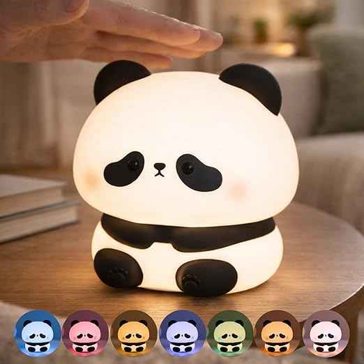 Panda Shape Silicone Night Lamp – USB Rechargeable 7-Color Touch LED Light for Bedroom, Kids & Love Gift