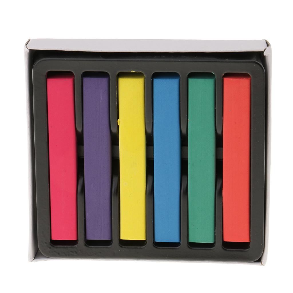 4x6pcs Colorful Temporary Non-toxic Hair Dye Chalks DIY Hair Tint Pastel Kit