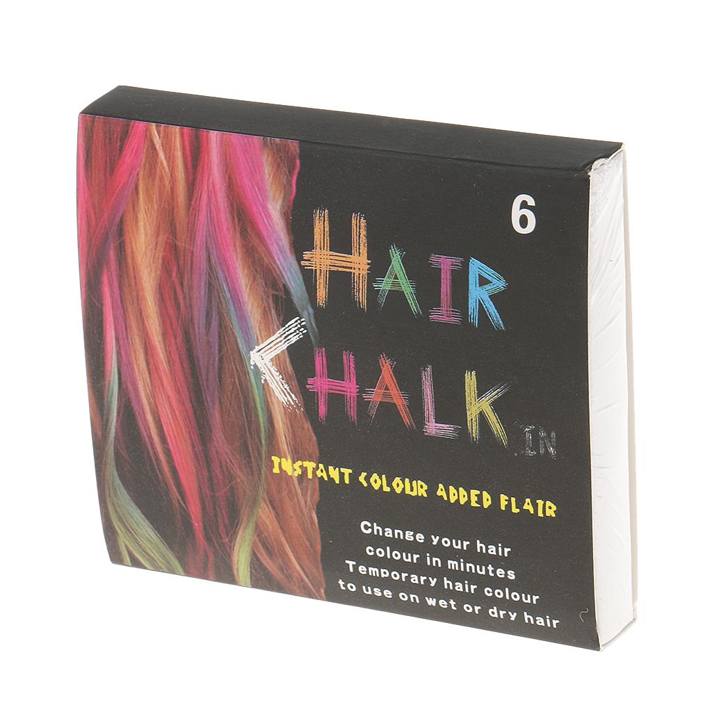 4x6pcs Colorful Temporary Non-toxic Hair Dye Chalks DIY Hair Tint Pastel Kit