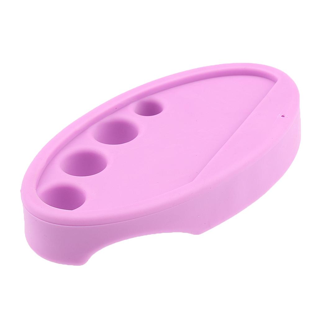 3xSilicone Pigment Pen Holder Permanent Makeup Tattoo Ink Cup Cap Stand Purple