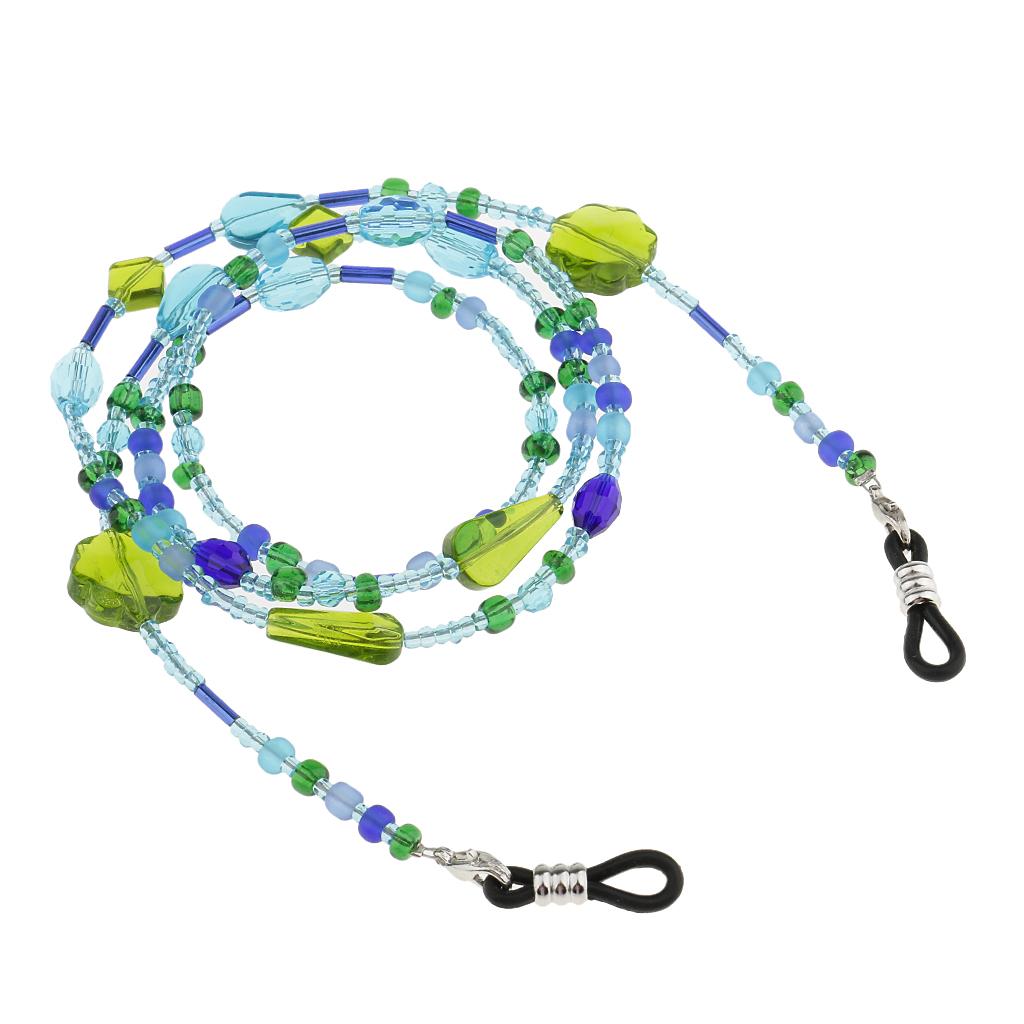 2pcs Glass Bead Eyeglass Cord Holder Necklace Sunglass Neck Strap Chain 65cm
