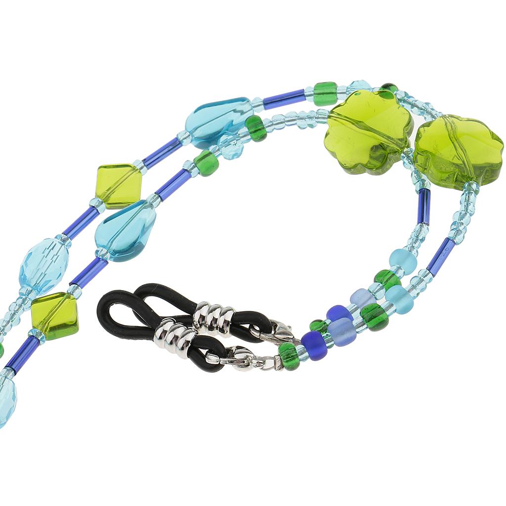 2pcs Glass Bead Eyeglass Cord Holder Necklace Sunglass Neck Strap Chain 65cm
