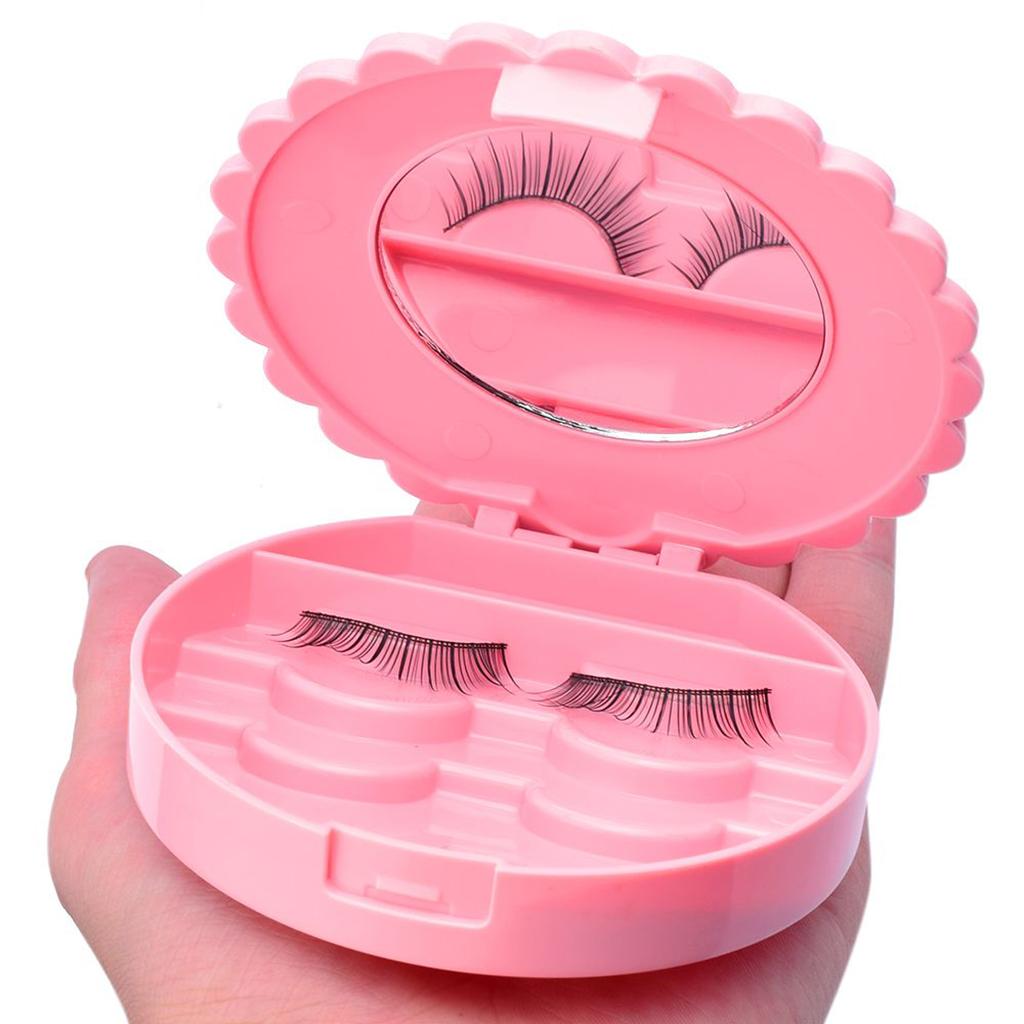3xPink Protable False Eyelashes Carrier Container Storage Case Lash Holder Box