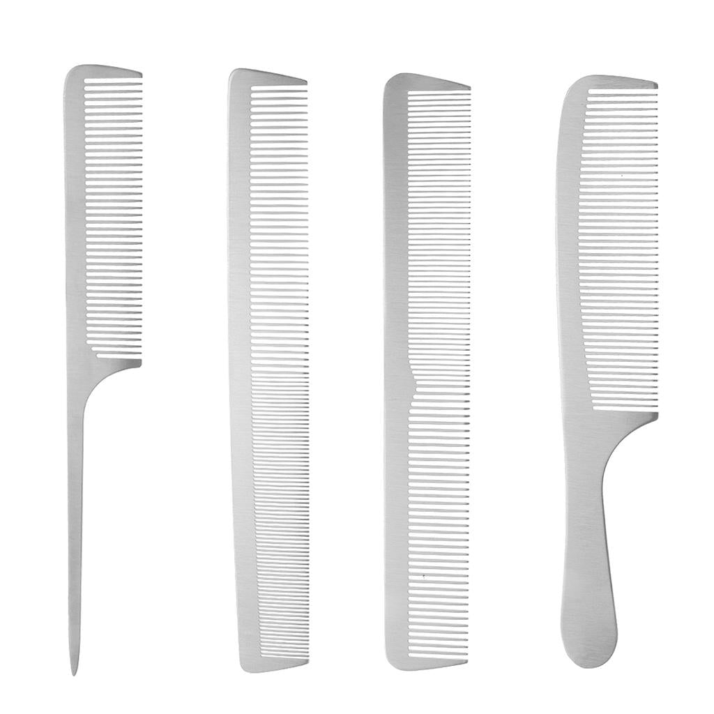 2 Pieces Stainless Steel Salon Barber Hairstyling Hairdressing Cutting Comb
