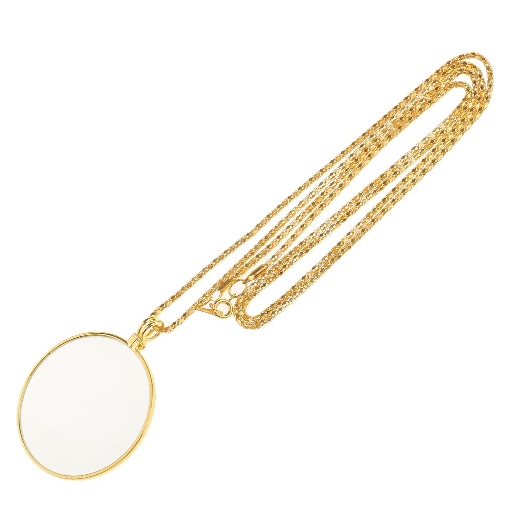 2 Pieces Necklace Chain Map Magnifying Glass Reading Magnifier Loupe 6X