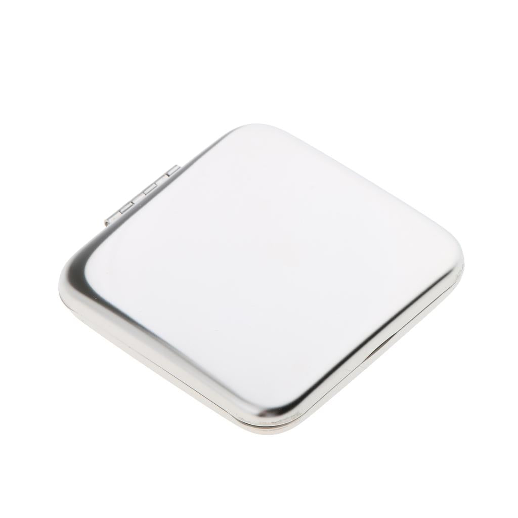 Premium Quality Pocket Mini Square Compact FULL STAINLESS STEEL Cosmetic Foldable Makeup Mirror Magnifying Mirror 2 Sides Will not Break into Pieces
