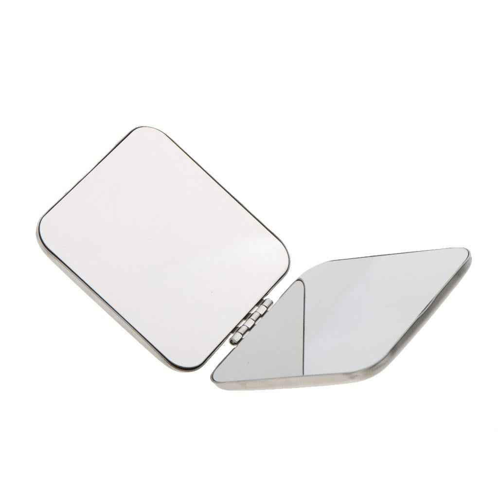 Premium Quality Pocket Mini Square Compact FULL STAINLESS STEEL Cosmetic Foldable Makeup Mirror Magnifying Mirror 2 Sides Will not Break into Pieces
