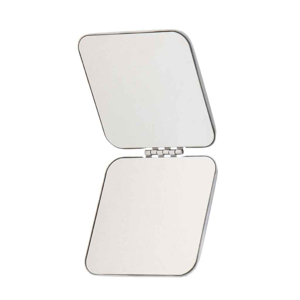 Premium Quality Pocket Mini Square Compact FULL STAINLESS STEEL Cosmetic Foldable Makeup Mirror Magnifying Mirror 2 Sides Will not Break into Pieces
