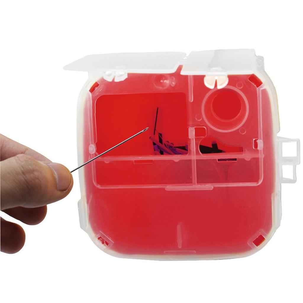 Red Sharps Bin Needle Blade Waste Disposal Container with Locking Lid 1.0L