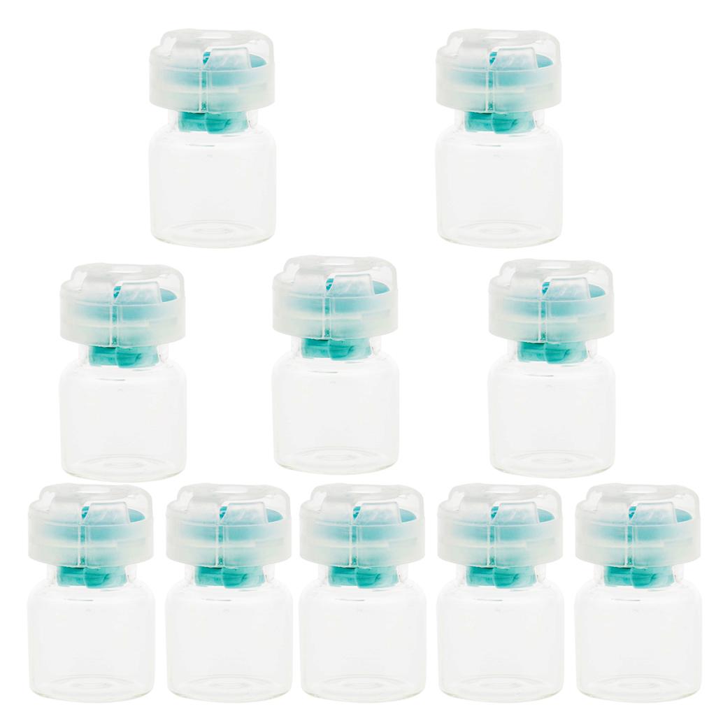 4xLots 10pcs Empty Clear Glass Dram Bottles Vials With Black Screw Cap Blue  3ml