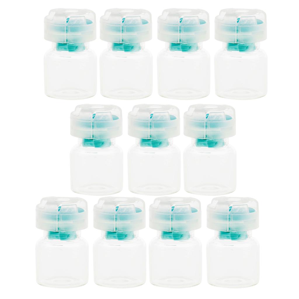 4xLots 10pcs Empty Clear Glass Dram Bottles Vials With Black Screw Cap Blue  3ml