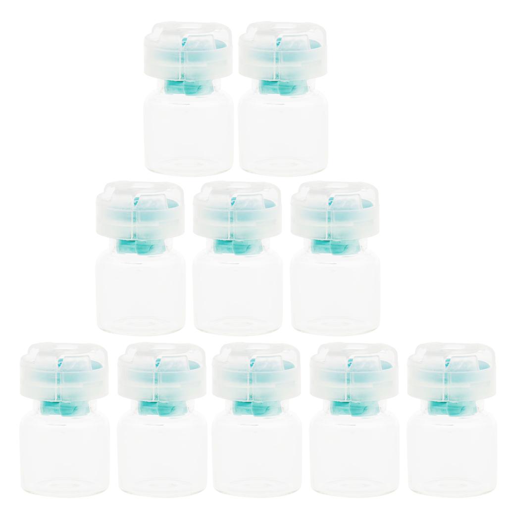 4xLots 10pcs Empty Clear Glass Dram Bottles Vials With Black Screw Cap Blue  3ml