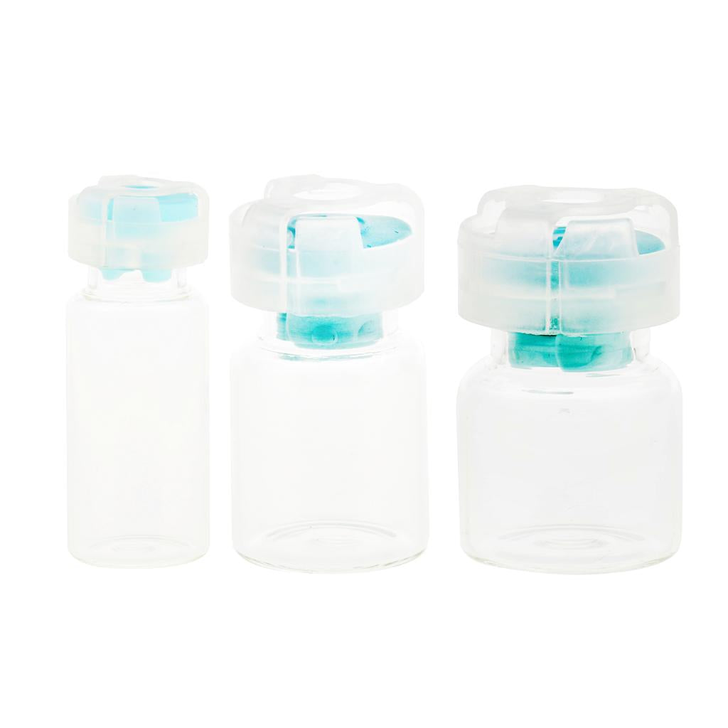 4xLots 10pcs Empty Clear Glass Dram Bottles Vials With Black Screw Cap Blue  3ml