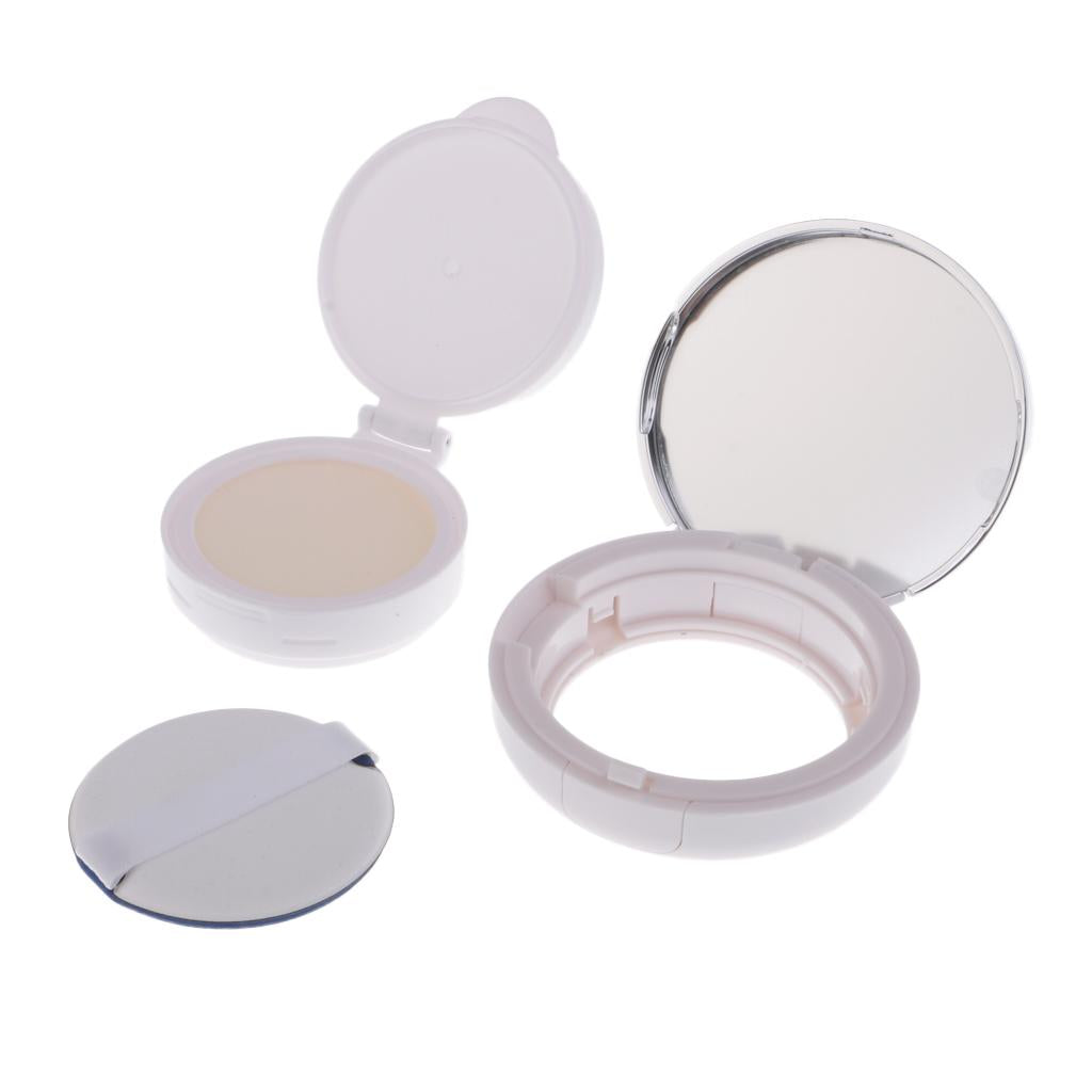2xEmpty Makeup Powder Foundation Case Air Cushion Puff BB Cream Container 15g Silver
