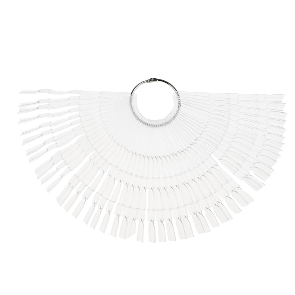 2x50 Piece Fan-Shaped False Nail Art Polish Gel Display Chart 150 Tips Clear